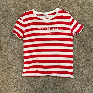 Red and white Guess shirt